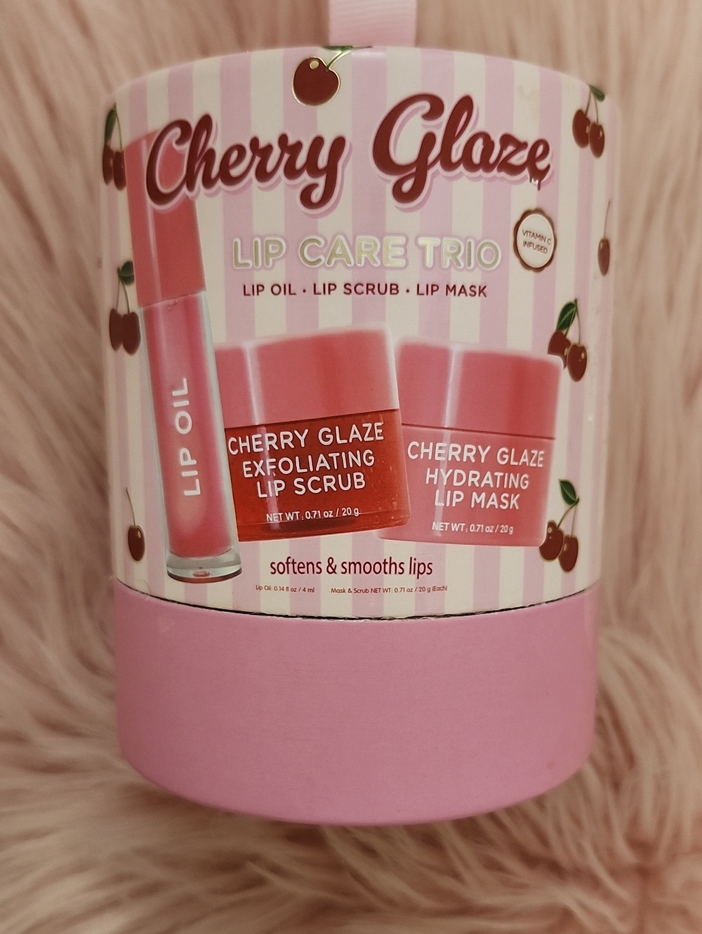 Brand New ENCHANTE ACCESSORIES CHERRY  GLAZE LIP CARE TRIO